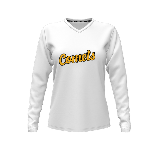 [FTLVPTWH-FYXS-LOGO1] Decker Performance T-Shirt (Female Youth XS, White, V Neck, Logo 1, Long Sleeve)